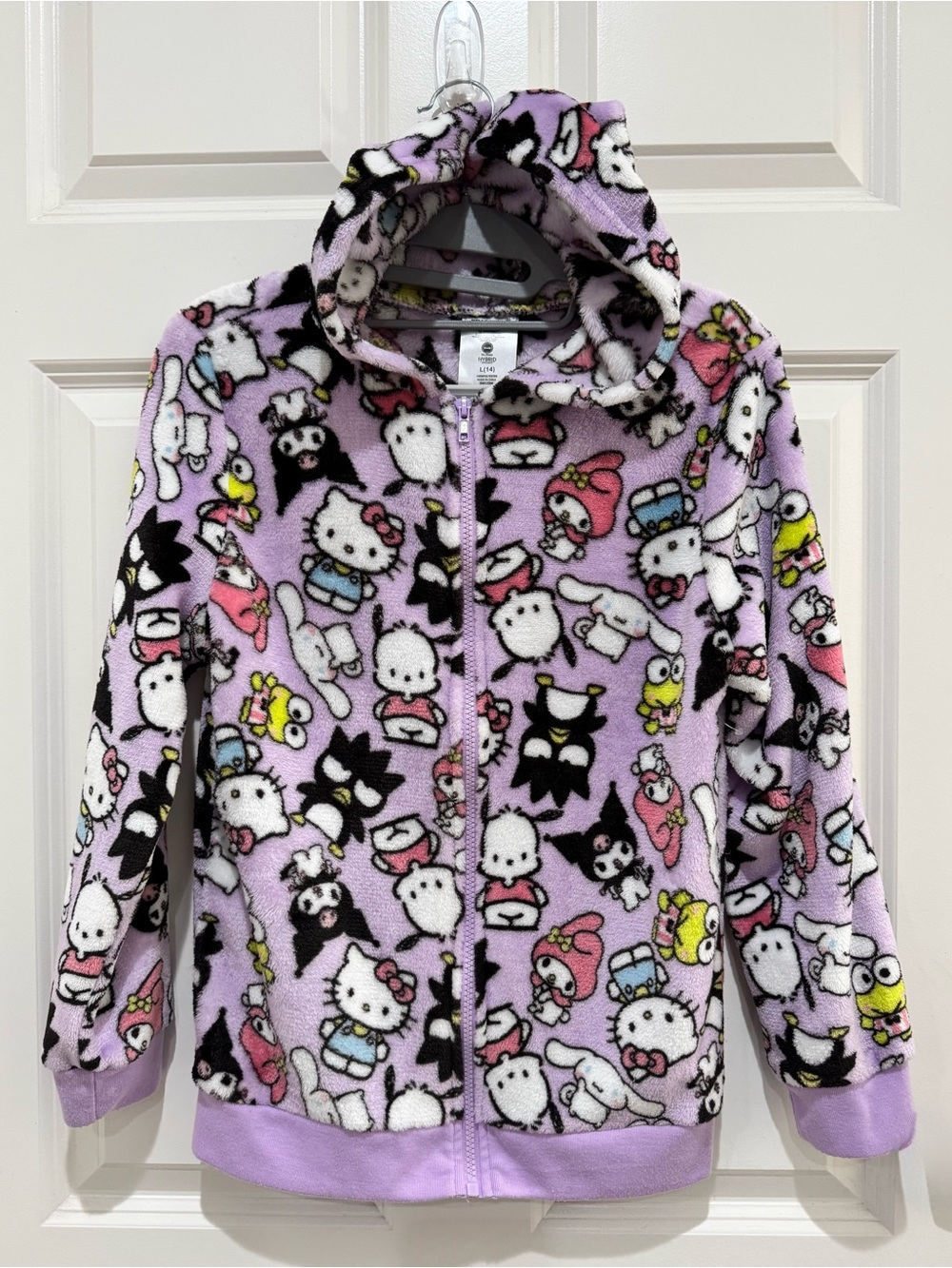 Hello Kitty and Friends Girls Print Lavender Fleece Jacket w Hoodie size L (14)